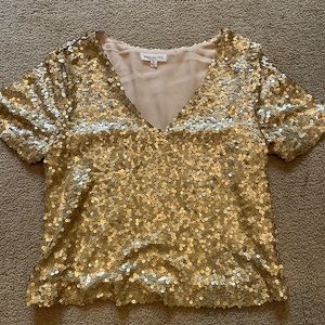 Socialite Champagne Sequined Top